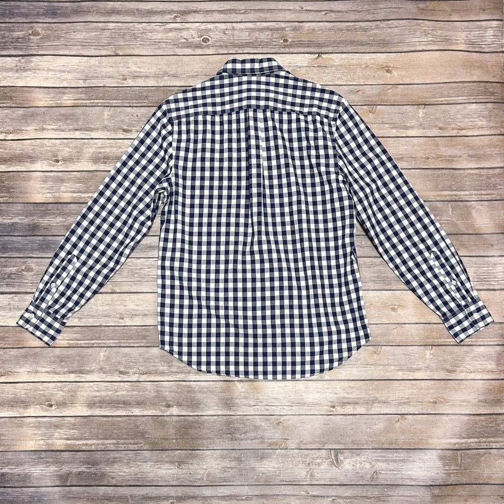 J. Crew Boy Navy and White Checkered Button Down Shirt Size 12 - Picture 2 of 4